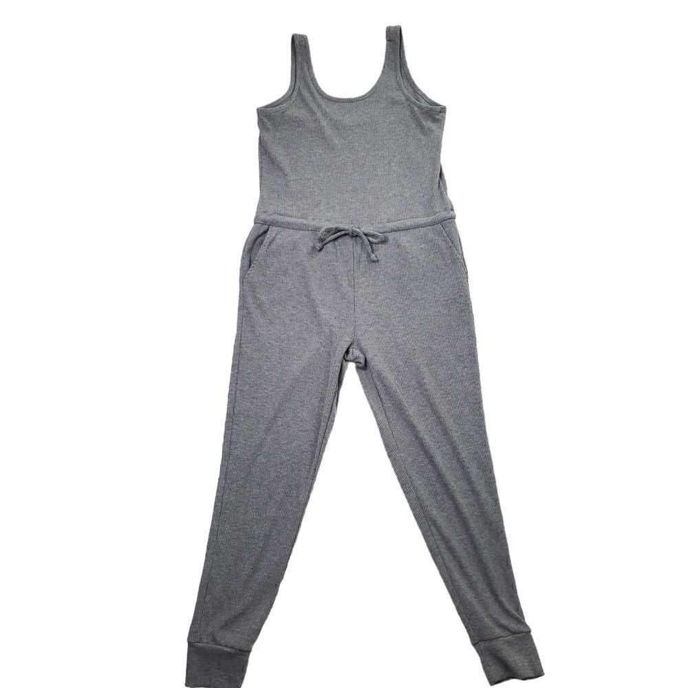 Chaser Cozy Rib Low Back Tank Jumpsuit Grey Size Small